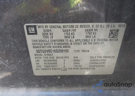 2014 GMC Sierra 1500 Slt z USA, uszkodzony, nr VIN 3GTU2VEC1EG268165